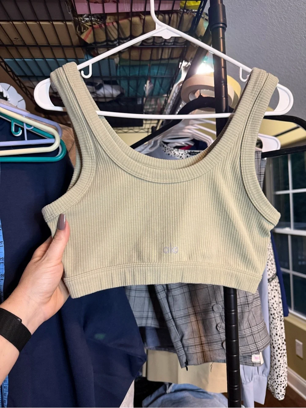 ALO Yoga Ribbed Scoop bra Tank Top - Sage beige